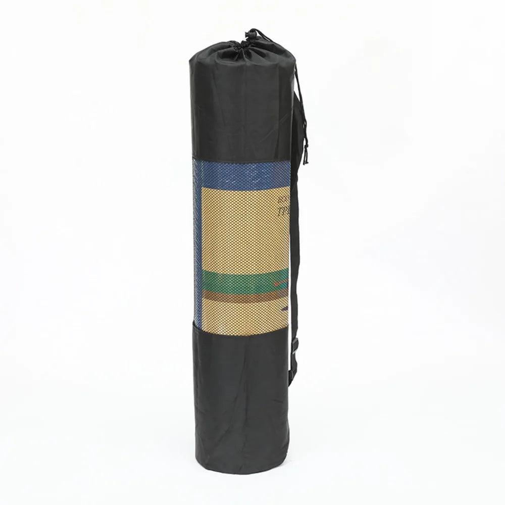 Athletic Sanctuary portable yoga mat bag with breathable mesh design and strap for easy carrying and storage.
