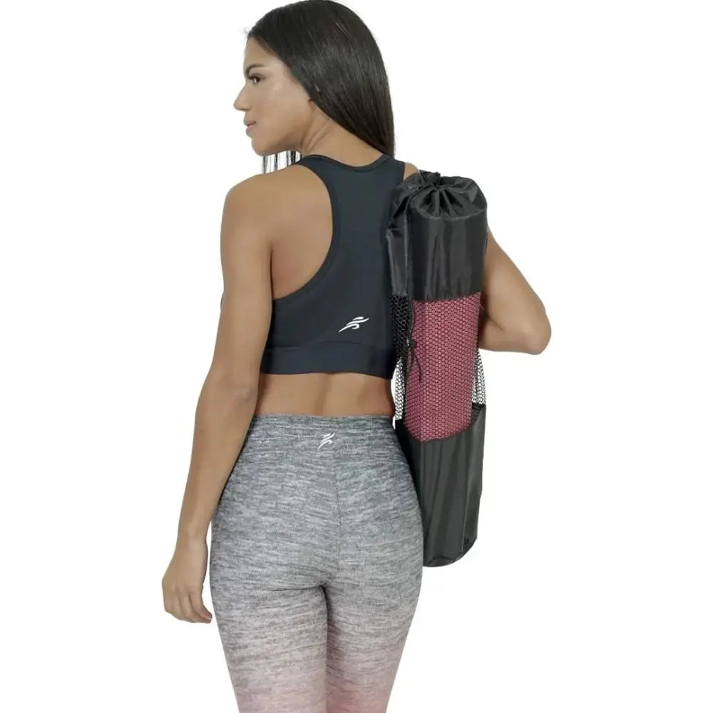 Portable Athletic Sanctuary yoga mat bag with breathable mesh design and adjustable strap for easy carrying.