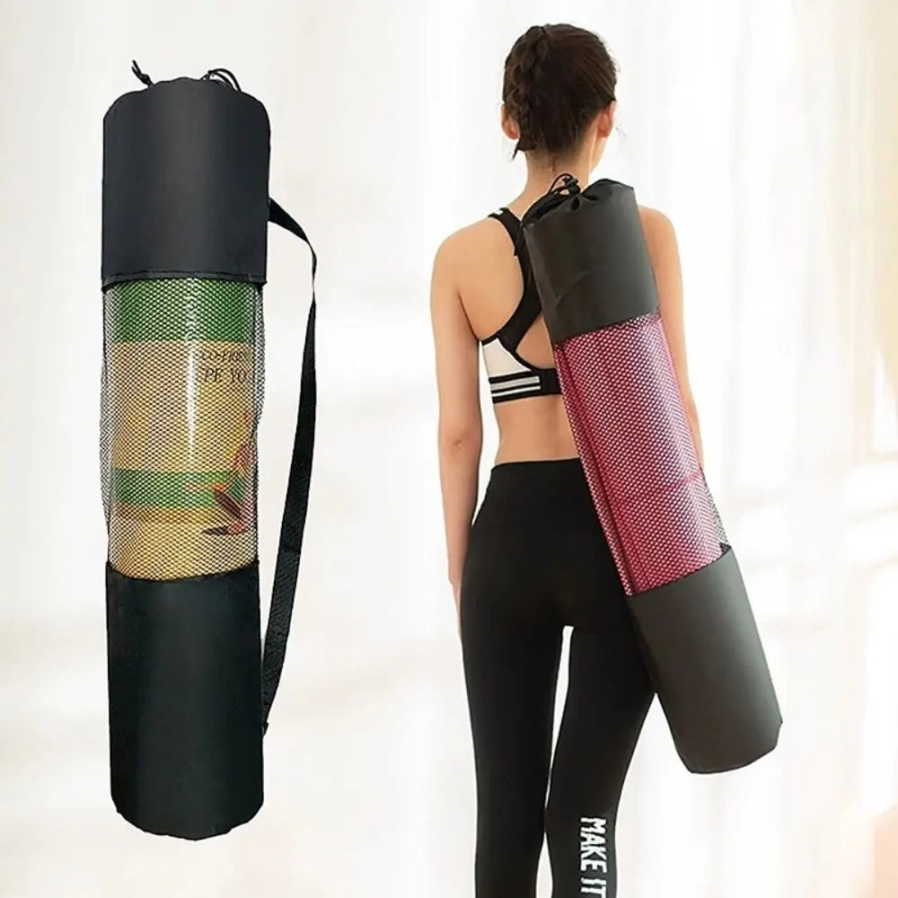 Portable Athletic Sanctuary yoga mat bag with breathable mesh design and adjustable strap for easy carrying.