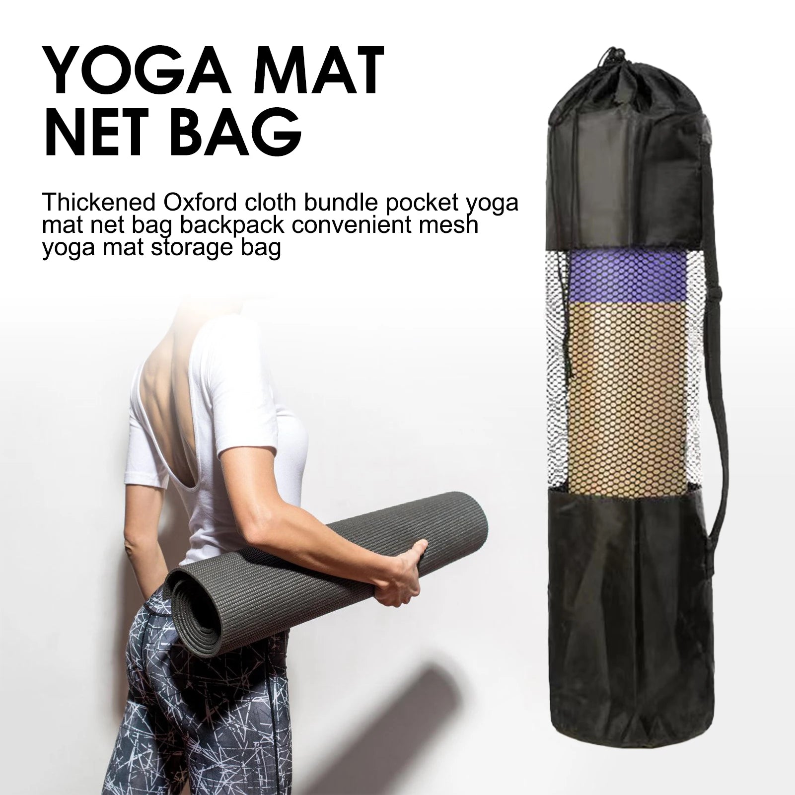 Lightweight waterproof yoga mat bag by Athletic Sanctuary made of durable Oxford cloth, designed to carry yoga mats easily.