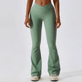 Women’s high-waist flared leggings by Athletic Sanctuary, showcasing a snug fit, sculpting fabric, and a flowing flare at the hem.