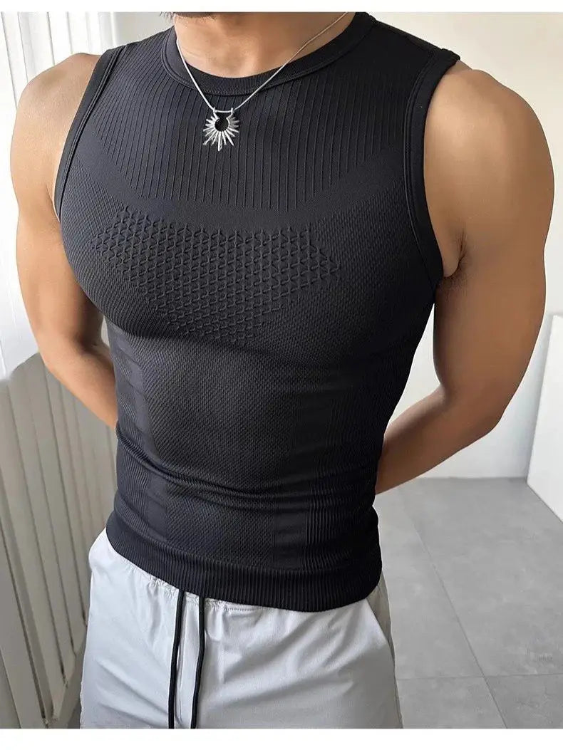 Men’s seamless ribbed gym tank top by Athletic Sanctuary, quick-dry muscle fit workout vest with breathable fabric and sleeveless design.