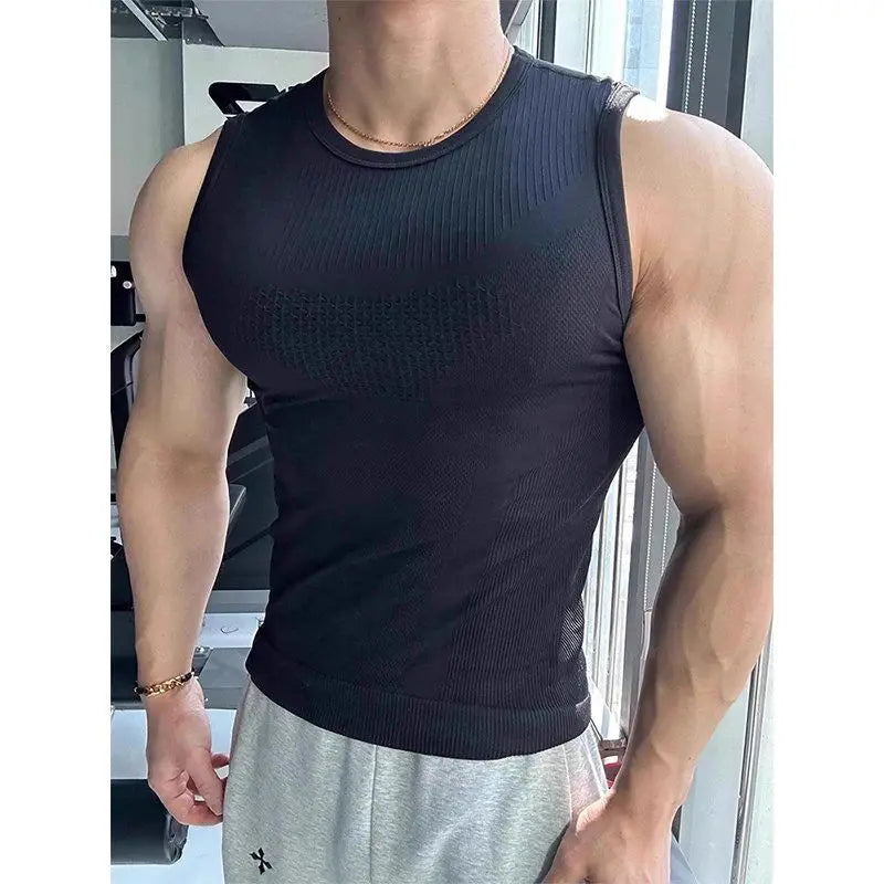 Men’s seamless ribbed gym tank top by Athletic Sanctuary, quick-dry muscle fit workout vest with breathable, stretch fabric.