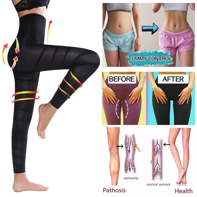 Women’s high waist sculpting leggings by Athletic Sanctuary, firm control slimming tights, black with seamless design.