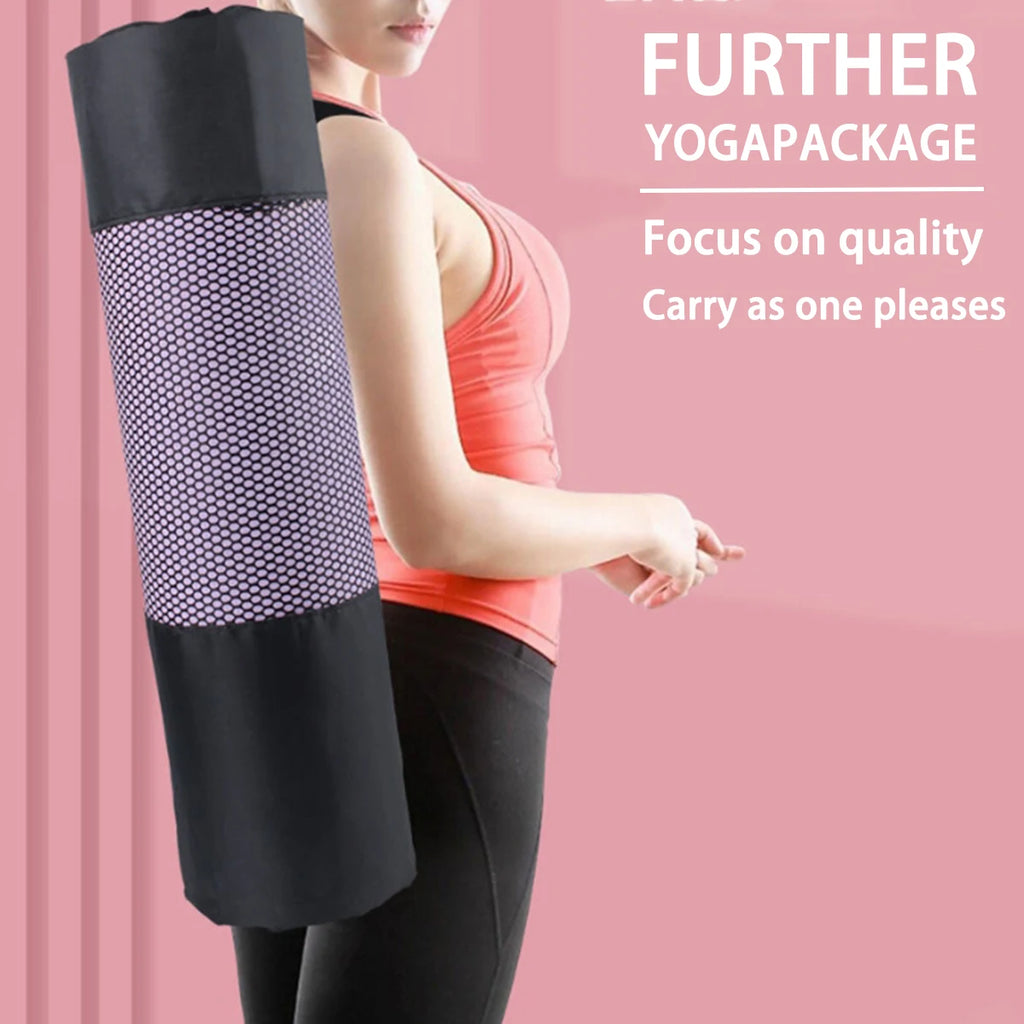 Athletic Sanctuary breathable yoga mat bag in Oxford fabric with strap, designed for easy carrying and storage of yoga mats.