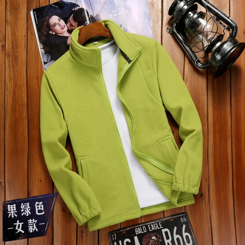 Green Women's fleece zip-up sweatshirt by Athletic Sanctuary, casual running jacket with warm, comfortable fleece material.