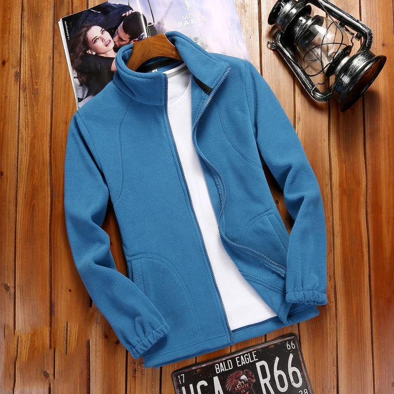 Women’s warm fleece zip-up sweatshirt by Athletic Sanctuary, casual running jacket with a cozy fleece interior and front zipper.