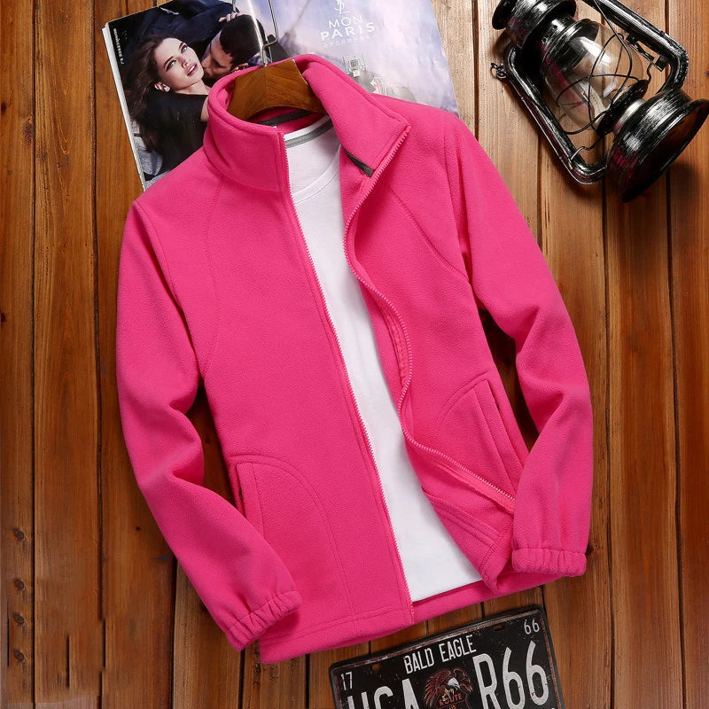 Women's warm fleece zip-up sweatshirt by Athletic Sanctuary, casual running jacket with a cozy, soft fleece interior and sporty style.
