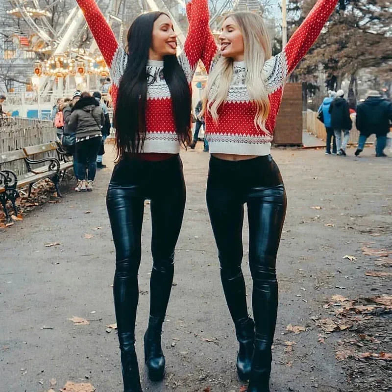 Women’s high waist PU leather leggings by Athletic Sanctuary, slim fit design with hip lift features and sleek shiny finish.