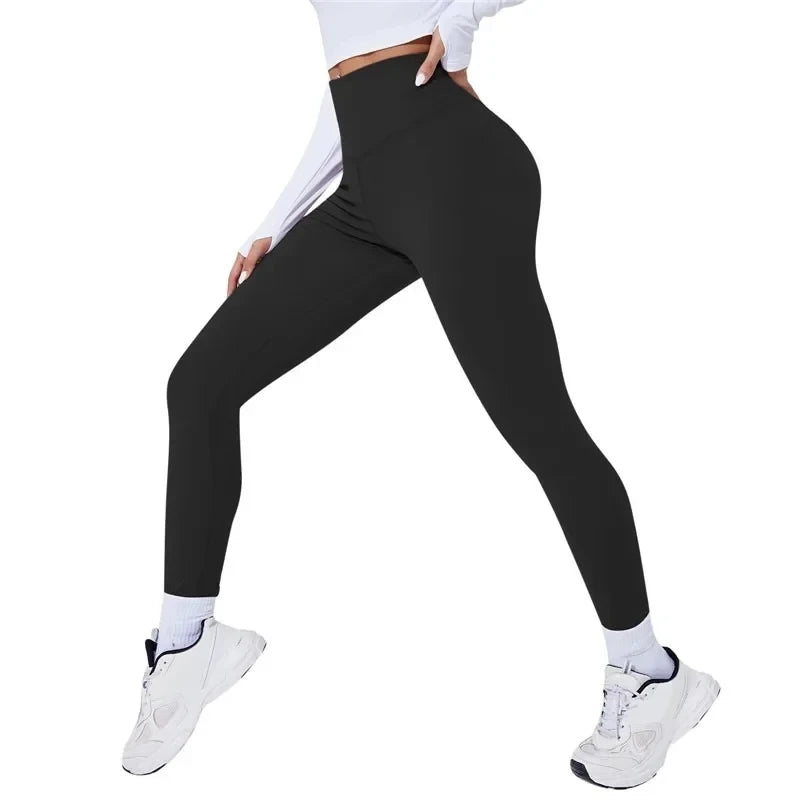 Women’s high waist push-up yoga leggings by Athletic Sanctuary featuring a sleek black design and supportive fit for gym workouts.