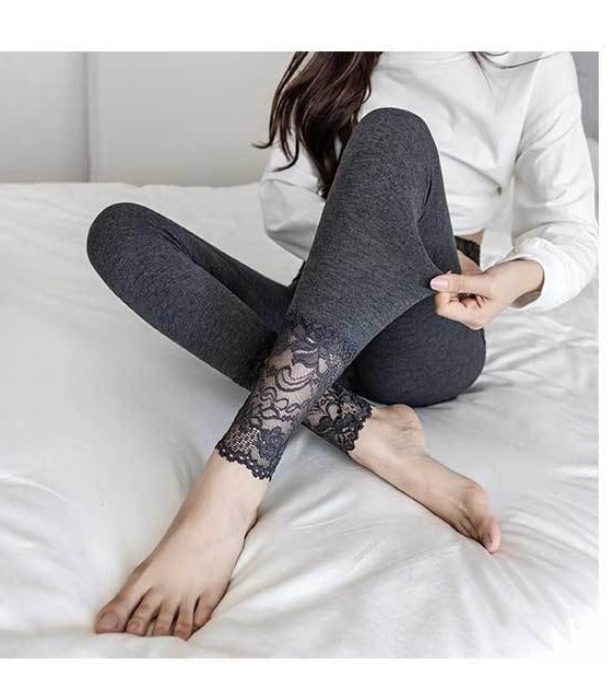 Women’s lace trim high waist leggings by Athletic Sanctuary, slim fit shaping tights with decorative lace detail, perfect for active wear.