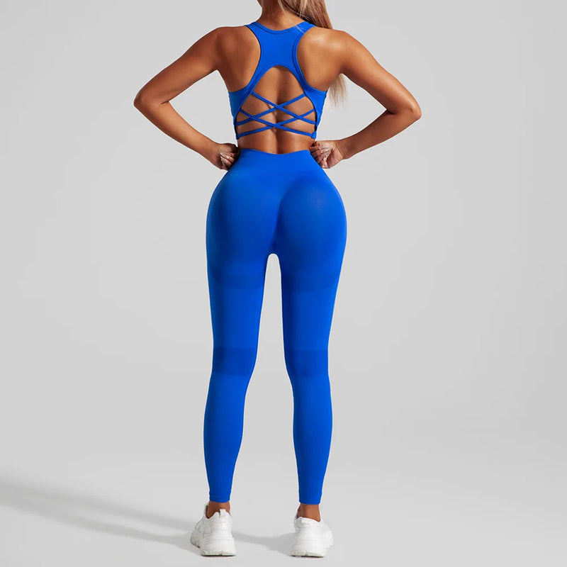 Women’s Seamless Gym Set – High Waist Booty Lift Leggings & Sports Bra