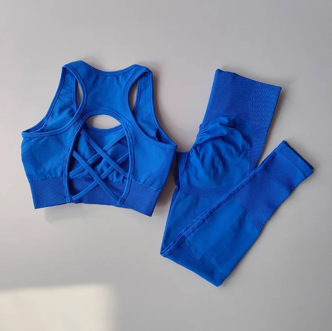Women’s seamless gym set with high waist leggings and sports bra by Athletic Sanctuary, featuring a sleek, form-fitting design.