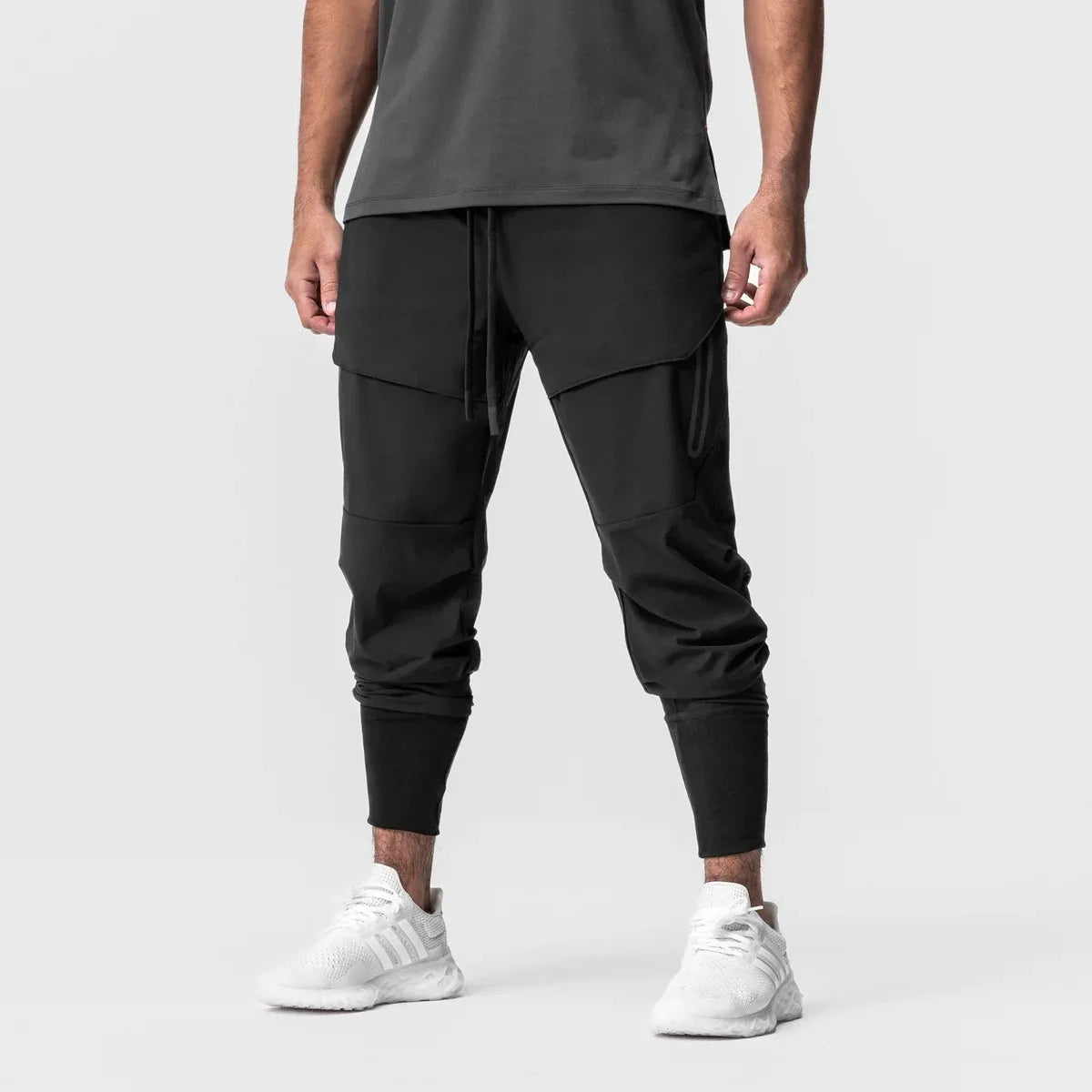Men’s slim fit joggers by Athletic Sanctuary, fitness training gym sweatpants with tapered legs and comfortable waistband.