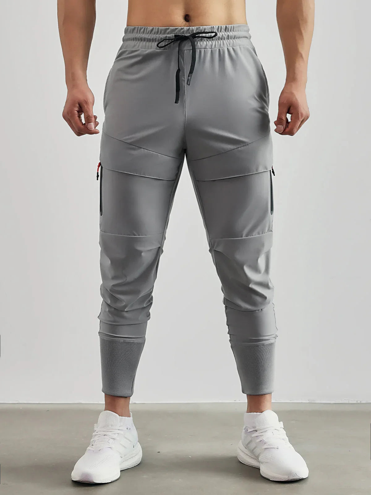 Men’s slim fit joggers from Athletic Sanctuary, designed for fitness training and gym workouts, shown in comfortable black fabric.