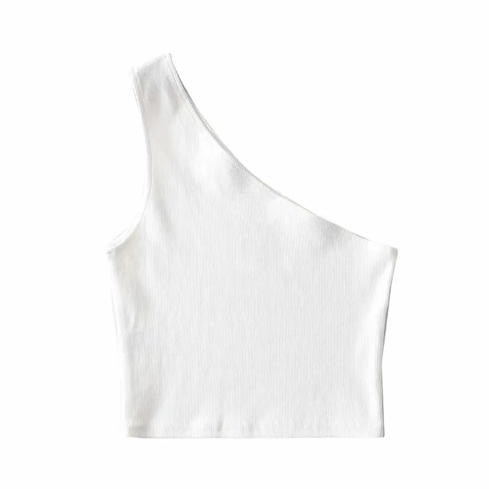 Women’s one-shoulder slim fit crop top from Athletic Sanctuary, sleeveless summer tank with stylish design and comfortable fit.