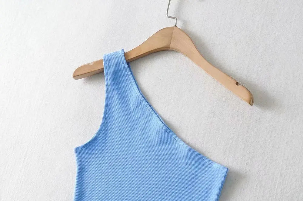 Slim fit women's one-shoulder crop top by Athletic Sanctuary, sleeveless summer tank with stylish design and comfortable fit.