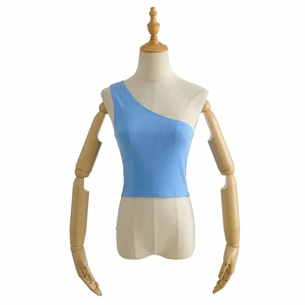 Women’s one-shoulder crop top by Athletic Sanctuary, slim fit sleeveless summer tank with stylish design and comfortable fit.
