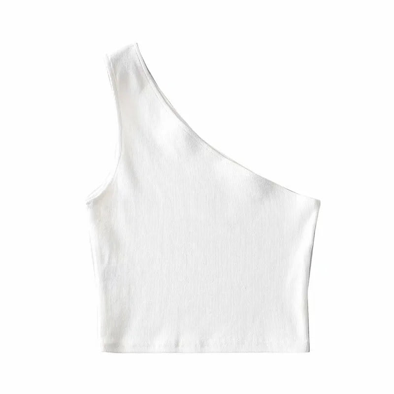Women's athletic sanctuary one-shoulder crop top, slim fit sleeveless summer tank, stylish and breathable for warm weather.