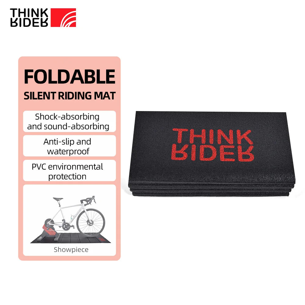 Athletic Sanctuary ThinkRider Training Mat for indoor bike trainers, black rubber floor mat with textured surface for stability and protection