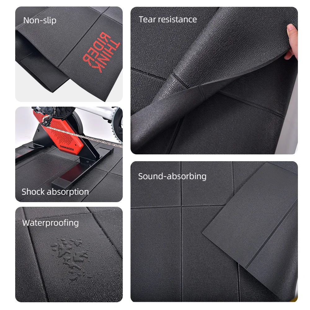 Black ThinkRider Training Mat by Athletic Sanctuary with non-slip, tear-resistant, shock-absorbing, soundproof, and waterproof features.