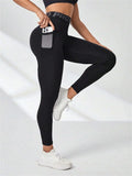 Women’s high waist yoga leggings by Athletic Sanctuary featuring stretch fabric and side pockets for workout comfort