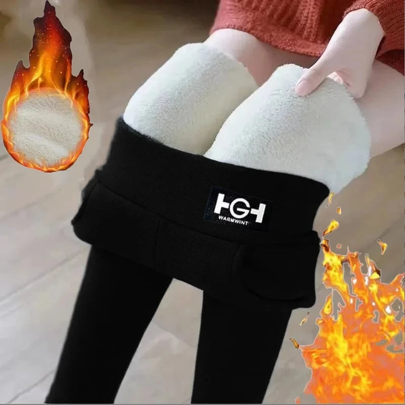 Women’s warm high-waisted leggings from Athletic Sanctuary, soft winter stretch tights in black with a comfortable fit.