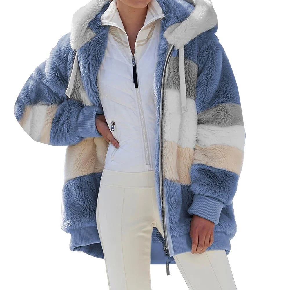 Women's oversized essential coat from Athletic Sanctuary featuring a warm, zip-up comfort layer in a cozy, stylish design.
