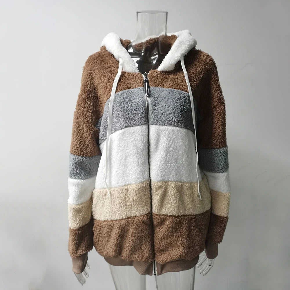Women's athletic sanctuary oversized coat with warm zip-up design, featuring a comfortable, relaxed fit and cozy outer layer.