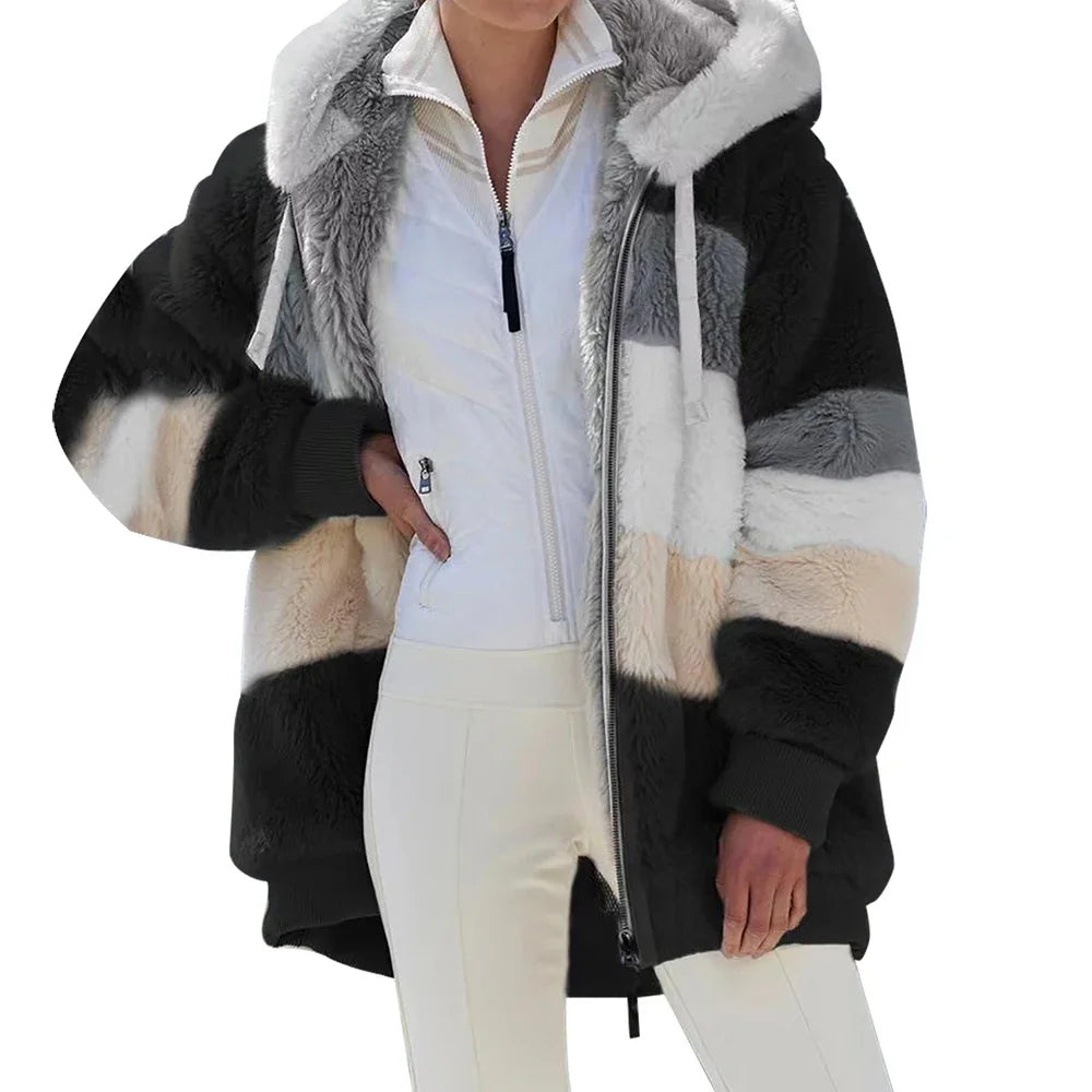 Women's oversized essential coat by Athletic Sanctuary, warm zip-up outer layer with cozy, comfortable fit.