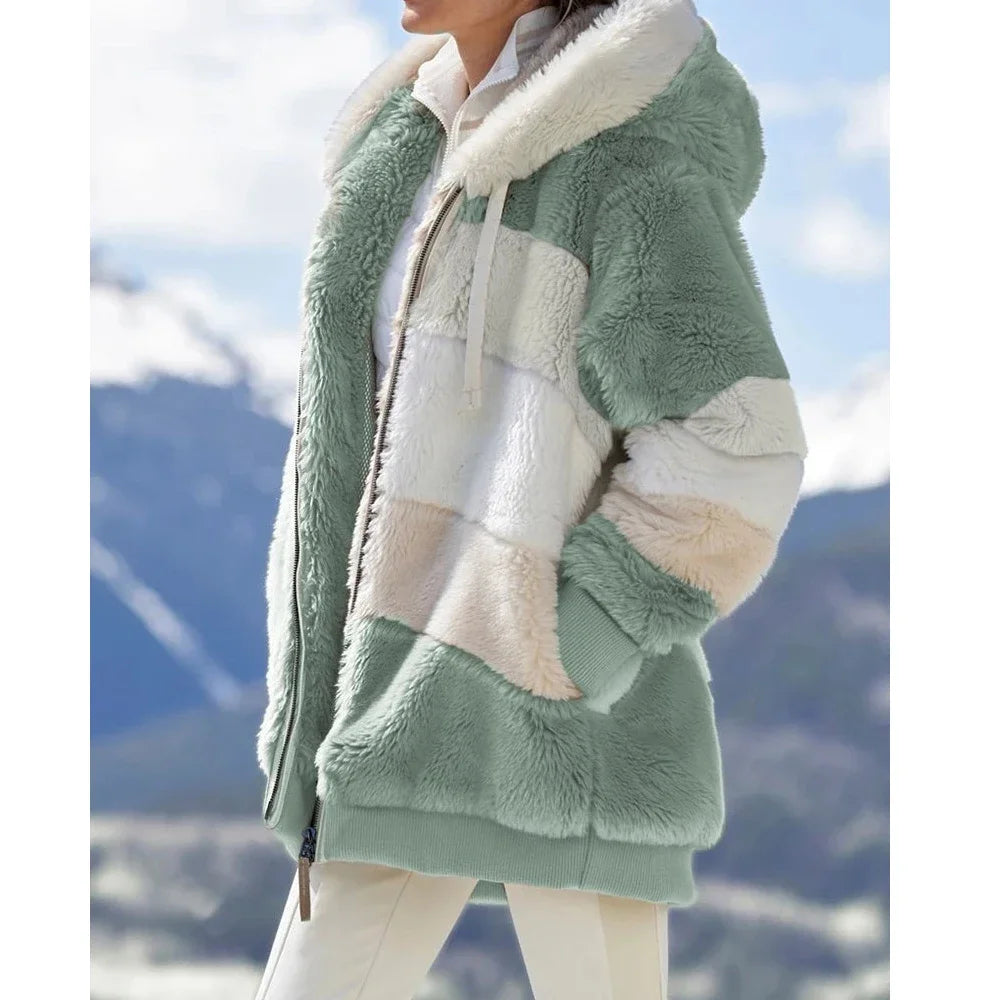 Women’s Essential Oversized Coat by Athletic Sanctuary, warm zip-up comfort layer with a relaxed fit and cozy design.