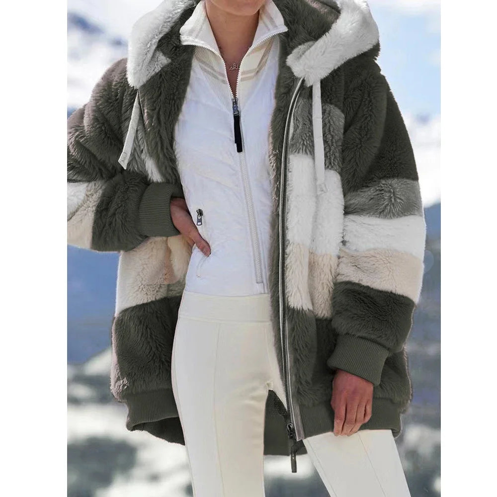 Women’s essential oversized coat by Athletic Sanctuary, warm zip-up comfort layer in soft, cozy fabric, styled for casual wear.
