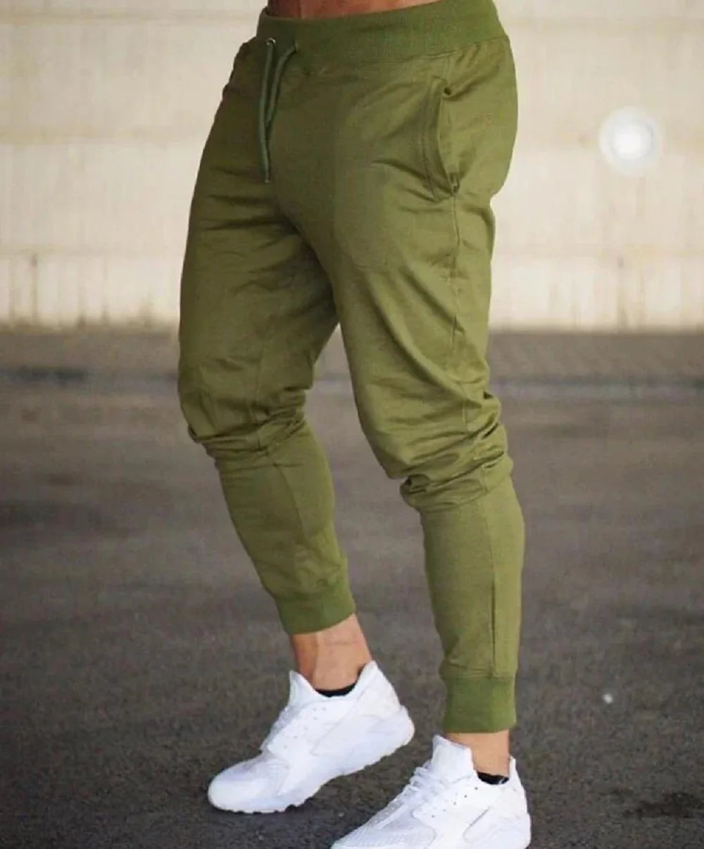 Men’s skinny gym joggers from Athletic Sanctuary, plush casual sportswear sweatpants, shown in black with a tapered fit.