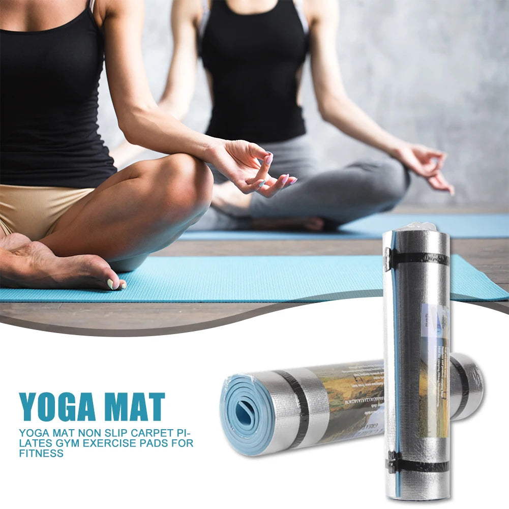 Athletic Sanctuary EVA exercise mat in beige, 1800x500x6mm, ideal for yoga, workouts, and camping with moisture-proof surface.