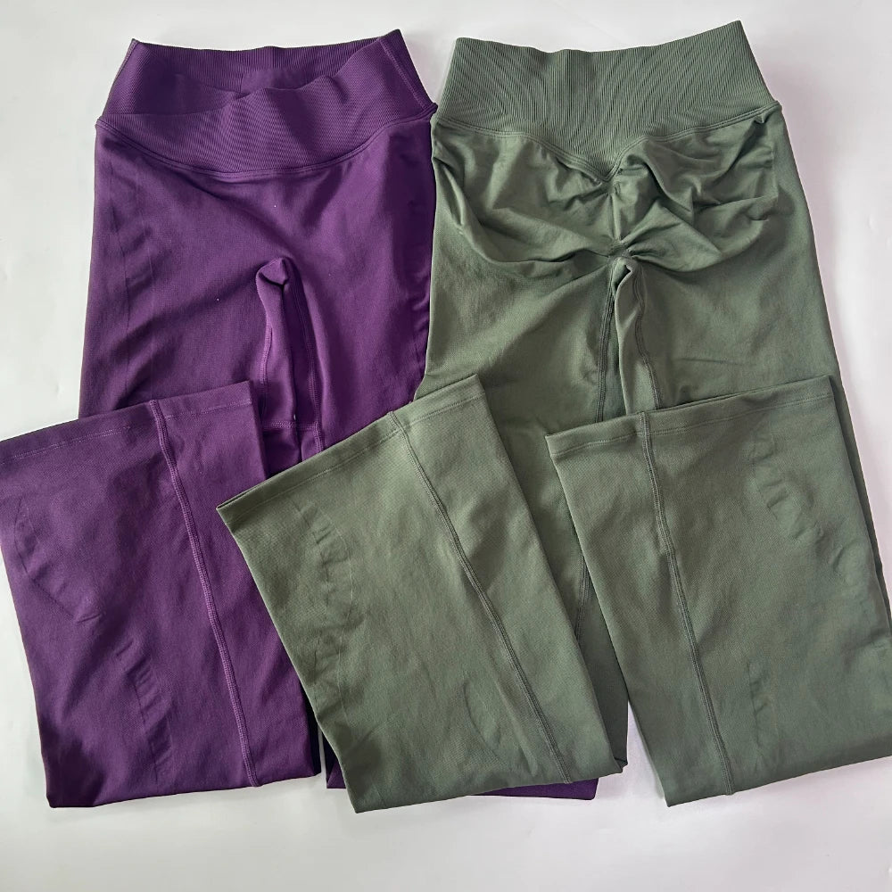 Athletic Sanctuary flared yoga leggings with high-waist design, sculpting fit, and comfortable stretch for active movement.