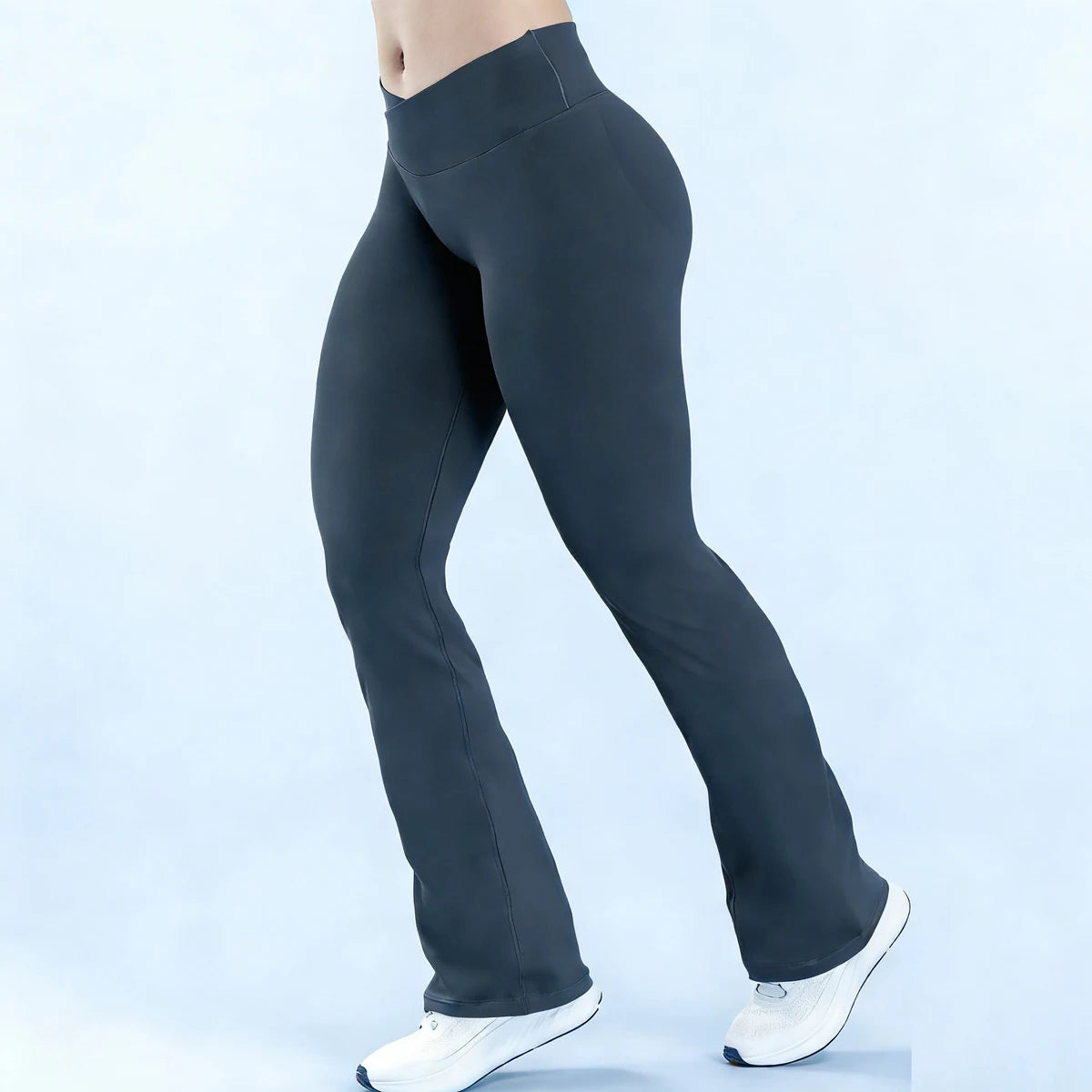 Athletic Sanctuary flared yoga leggings with high-waist design, sculpting fit, and comfortable stretch for movement.
