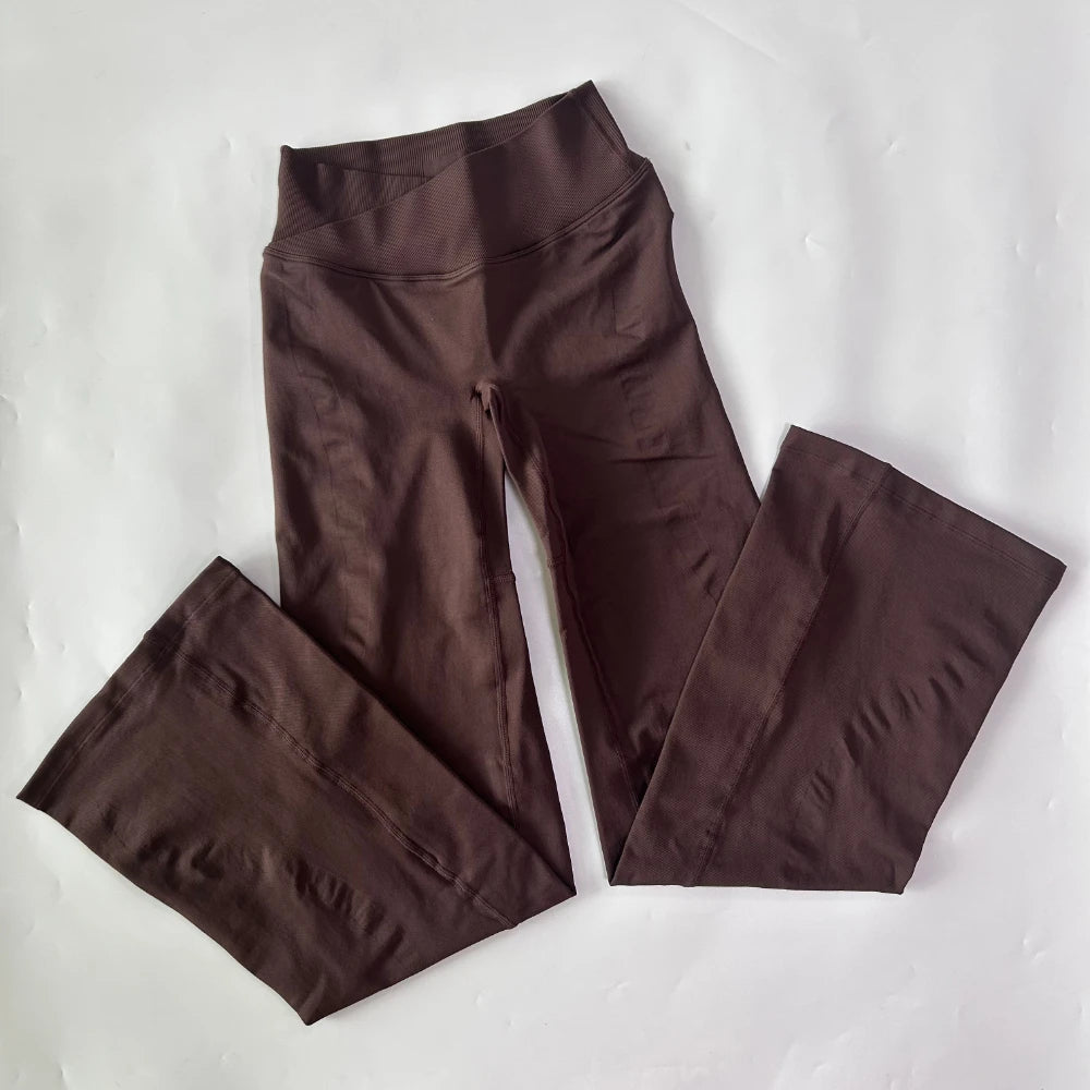 Athletic Sanctuary flared yoga leggings with high-waist design, sculpting fit and comfortable stretch for active movement.