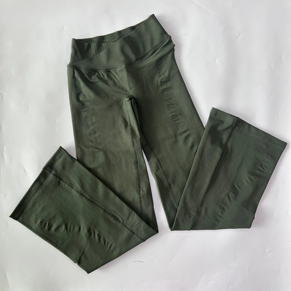 Athletic Sanctuary flared yoga leggings with high-waist design, sculpting fit, and comfortable stretch for active movement.