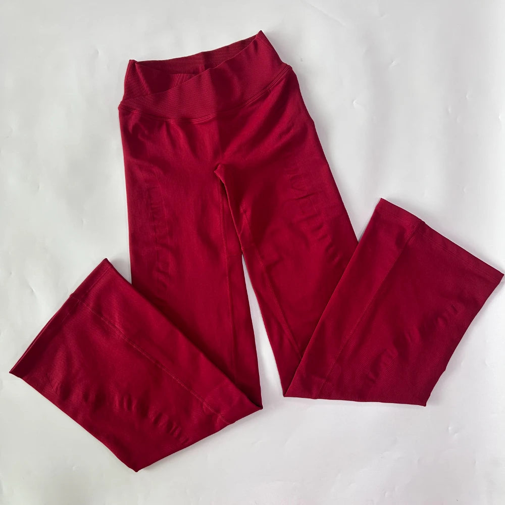 Athletic Sanctuary flared yoga leggings with high-waist design, sculpting fit, and comfortable stretch for active movement.