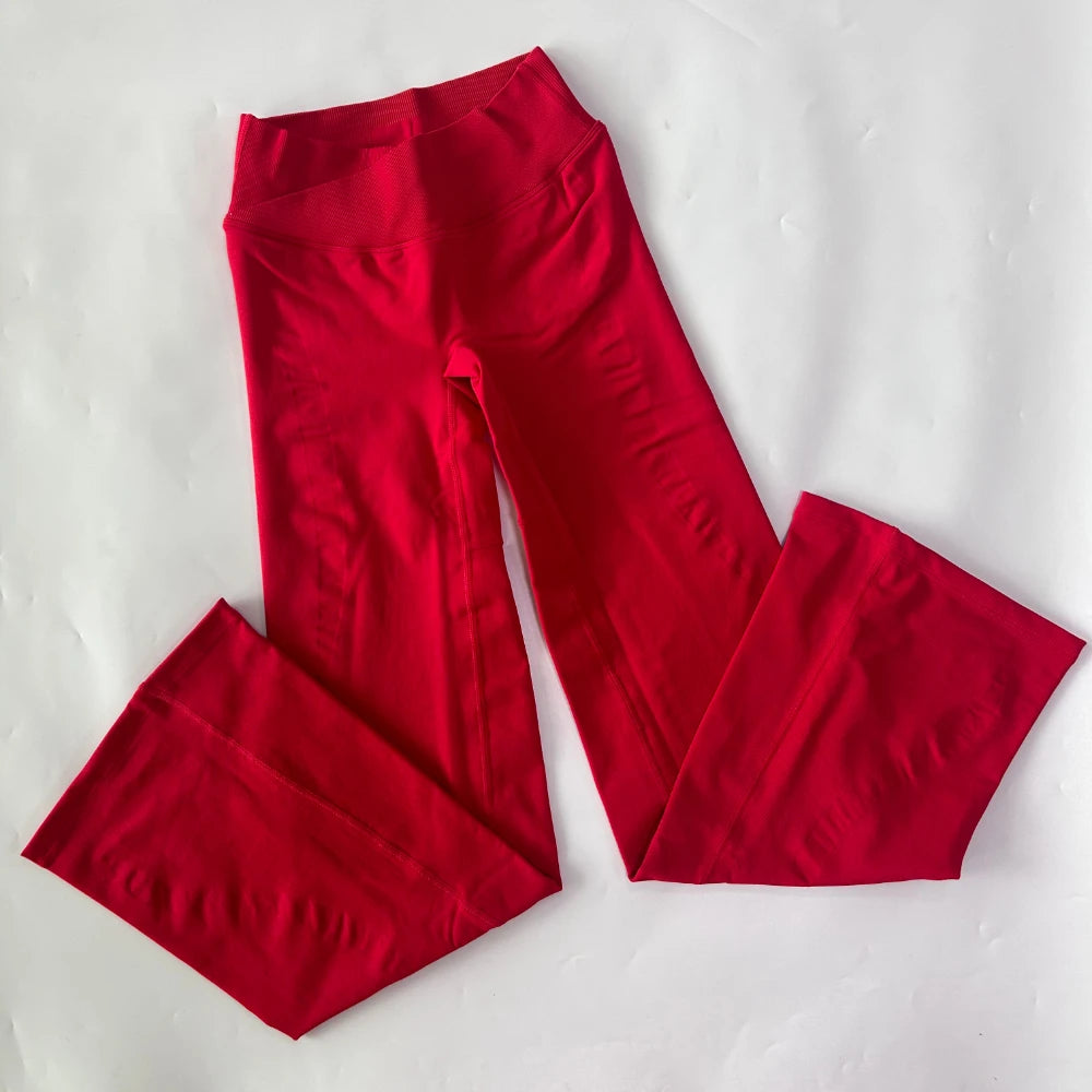 Athletic Sanctuary flared yoga leggings with high-waist and sculpting fit, designed for comfortable movement and stylish activewear.