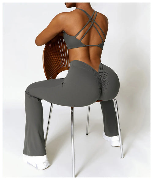 High-waist flare yoga pants by Athletic Sanctuary featuring a supportive fit, perfect for training and everyday wear.