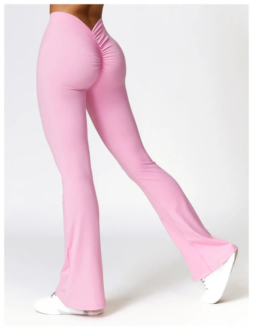 High-waist flare yoga pants from Athletic Sanctuary with supportive fit, suitable for training or everyday wear, shown on a model.