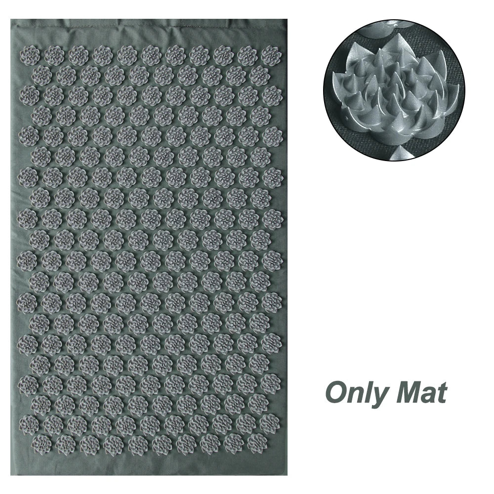 Athletic Sanctuary acupressure massage mat and cushion set with textured surface for stress relief and back pain relief.