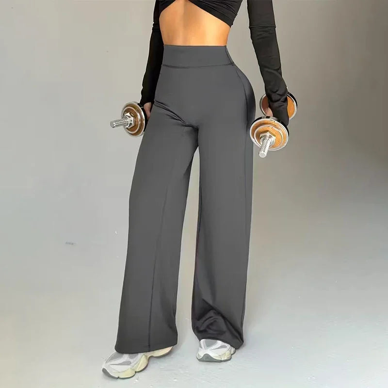 Women’s wide-leg yoga pants by Athletic Sanctuary featuring high waist, tummy control, and comfortable stretch fabric.