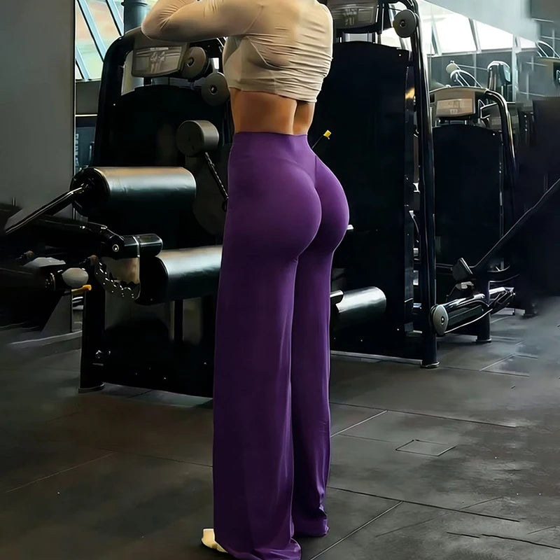 Women’s high waist wide leg yoga pants with tummy control from Athletic Sanctuary, featuring a comfortable and stylish fit.