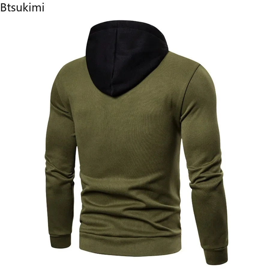 Men's fleece hoodie by Athletic Sanctuary with patchwork design, large pocket, casual hooded style, color block pattern, hip hop sweatshirt