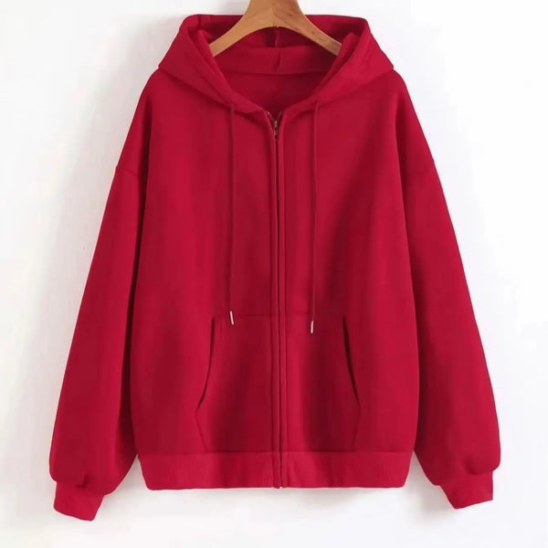 Women’s Oversized Zip-Up Hoodie – Relaxed Fit Streetwear Jacket