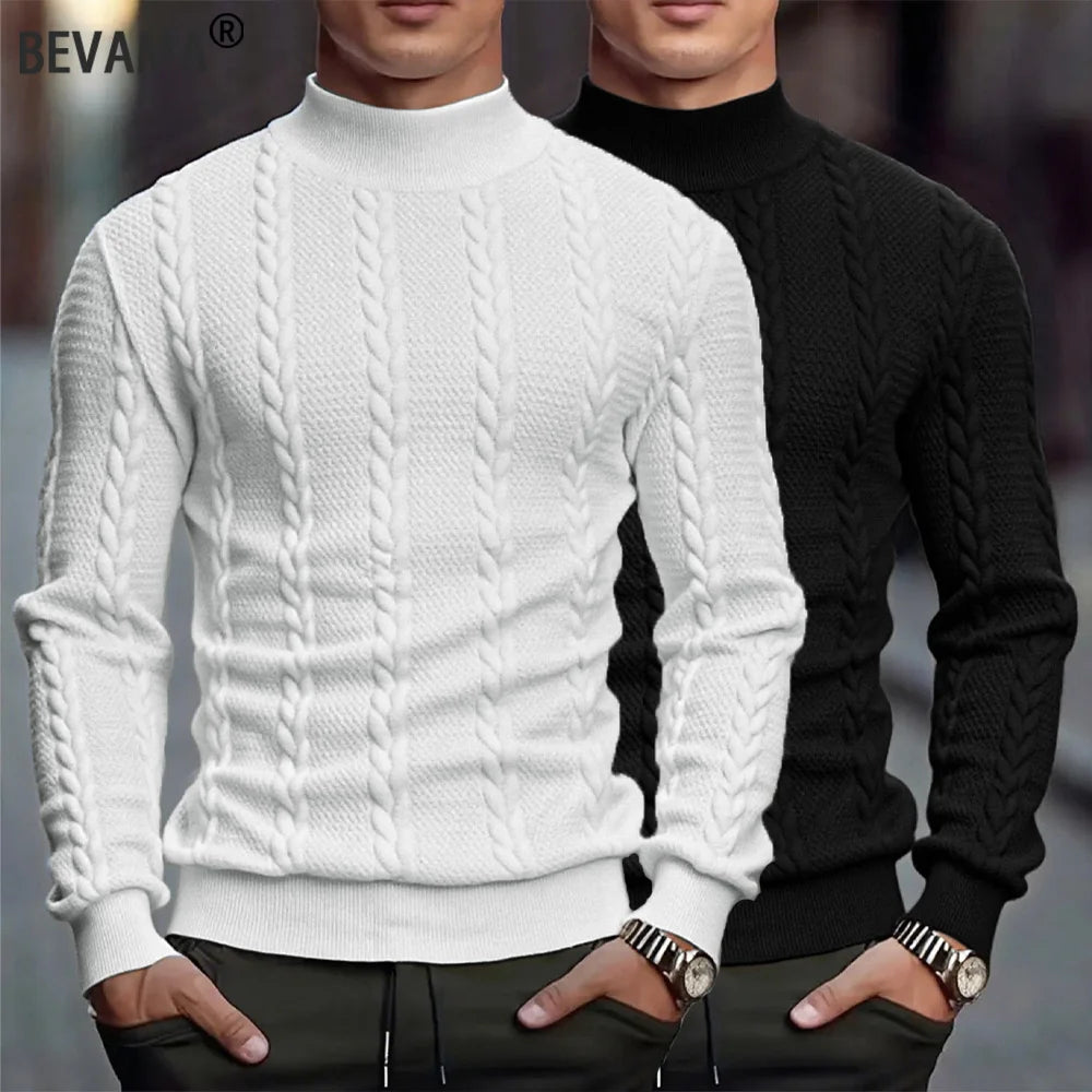 Men’s vintage high collar slim fit knit sweater by Athletic Sanctuary, cozy winter pullover with a stylish high neckline.