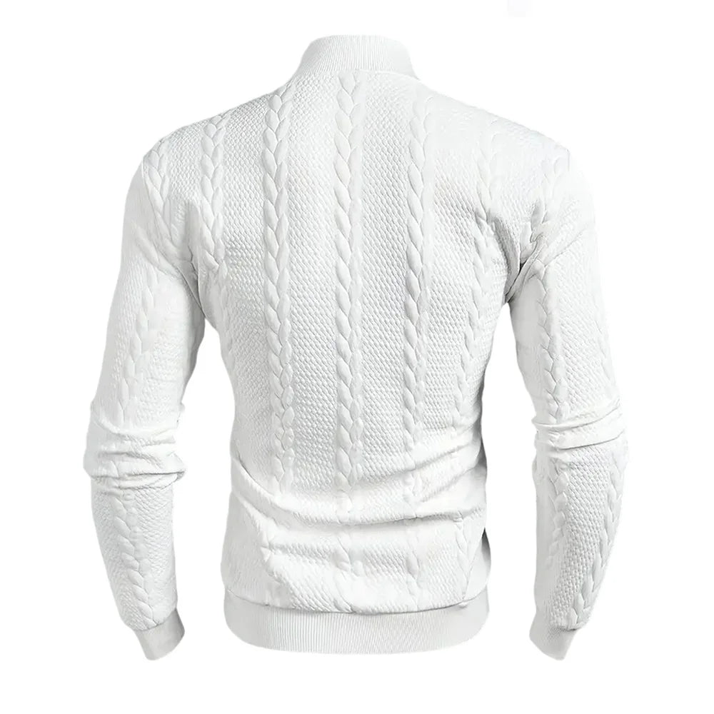 Men’s high collar knit sweater by Athletic Sanctuary, vintage slim fit winter pullover with cozy, textured fabric and ribbed collar.