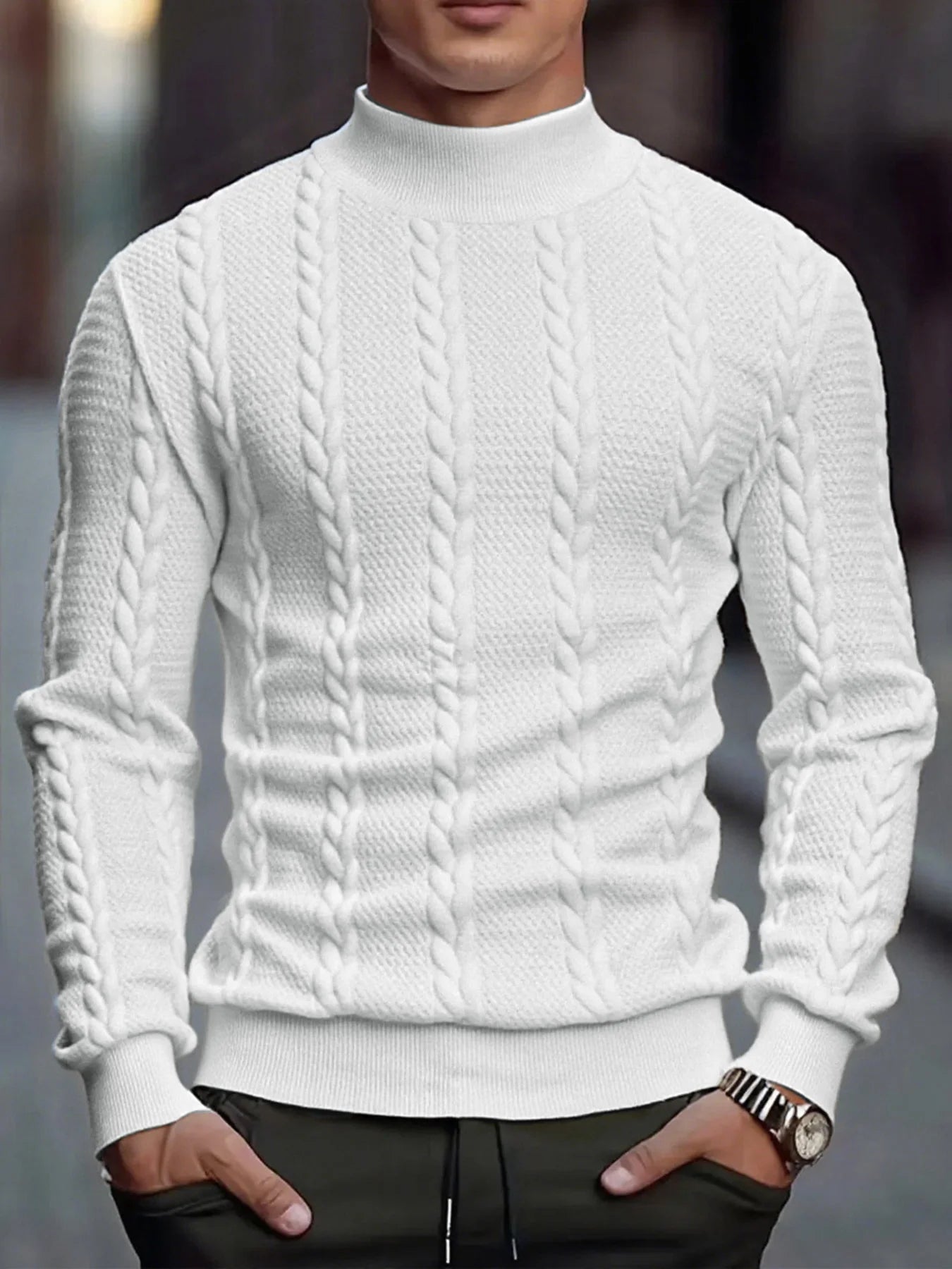 Men’s vintage slim fit knit sweater with high collar, Athletic Sanctuary winter pullover, cozy and stylish for cold weather.